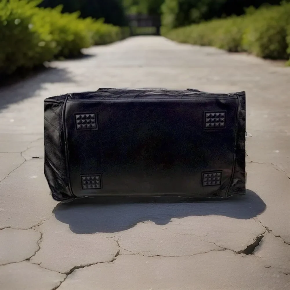 Genuine Mosaic Leather Travel Duffel Bag Luggage Black 21